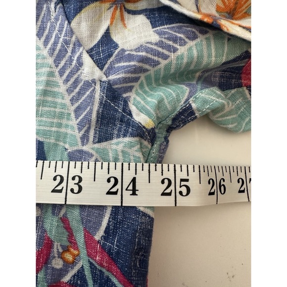 Tommy Bahama Shirt Men XL Reverse Print Linen Blend Hawaiian Island Floral Beach - Picture 5 of 8